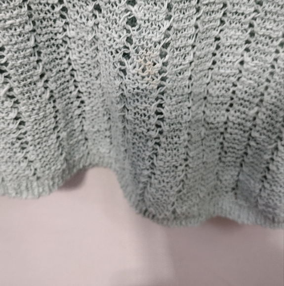 J. Jill Textured Open-Stitch V-Neck Sweater Women's L Mint Casual Minimalist - Picture 9 of 11